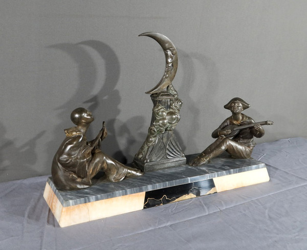 Regulate Sculpture of Pierrot and Columbine - Early 20th Century