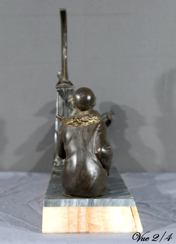 Regulate Sculpture of Pierrot and Columbine - Early 20th Century