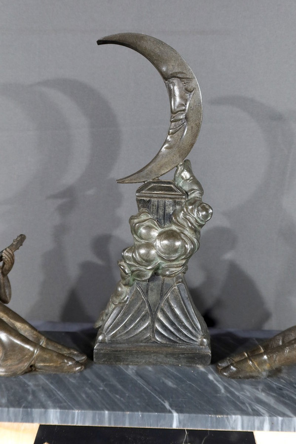 Regulate Sculpture of Pierrot and Columbine - Early 20th Century