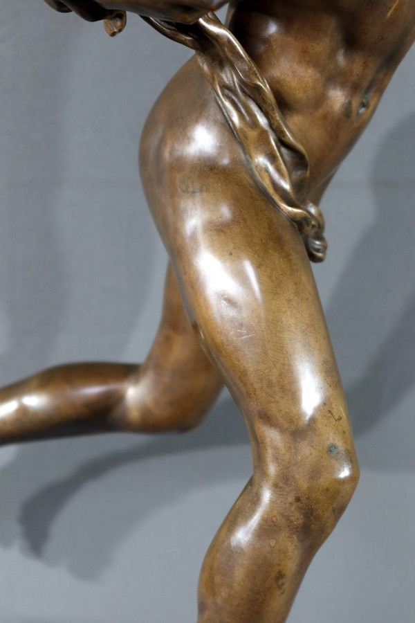 “Vincitore nel combattimento di galli” in bronzo, firmato A. Falguière – 2a parte del XIX secolo