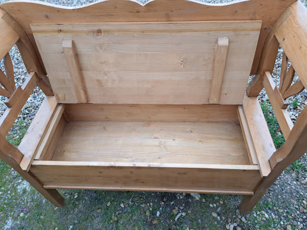 Cassapanca da banco in legno bianco della metà del XX secolo