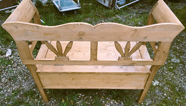 Cassapanca da banco in legno bianco della metà del XX secolo