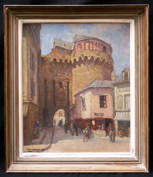 Paul Jean Marie TERPEREAU, Lively scene in front of the Prison Gate in Vannes, Morbihan