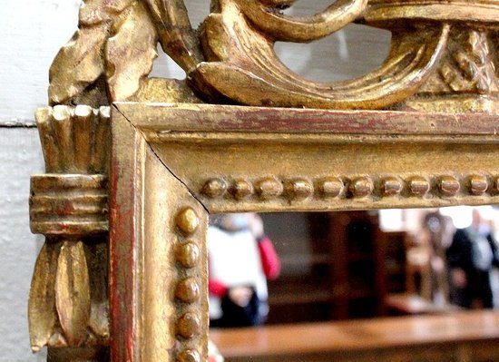  Petit Miroir en Bois Doré, style Louis XVI - 1ère partie XXe 