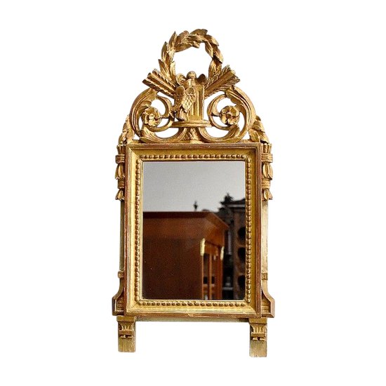  Kleiner Spiegel aus goldenem Holz, Louis XVI-Stil - 1. Teil des 20. Jahrhunderts