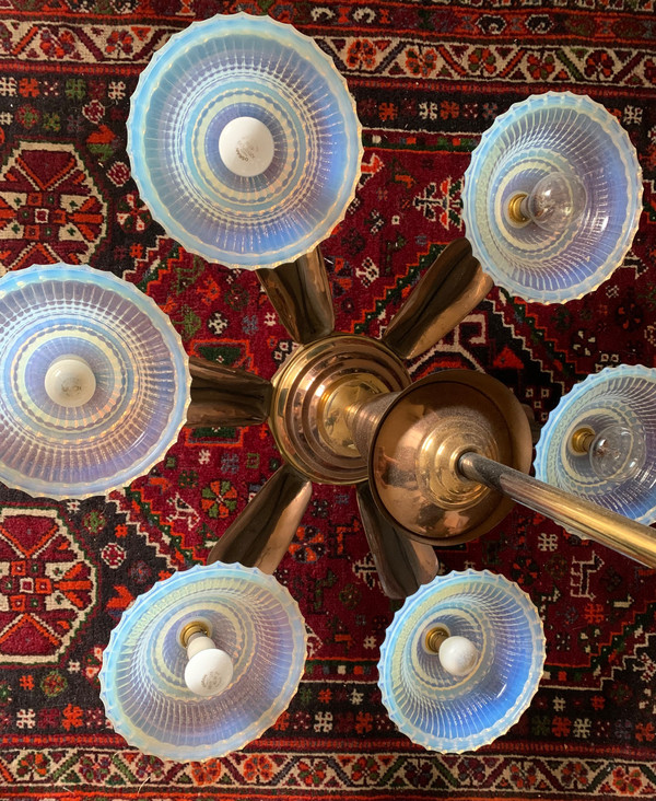Lustre art déco oiseaux bronze 