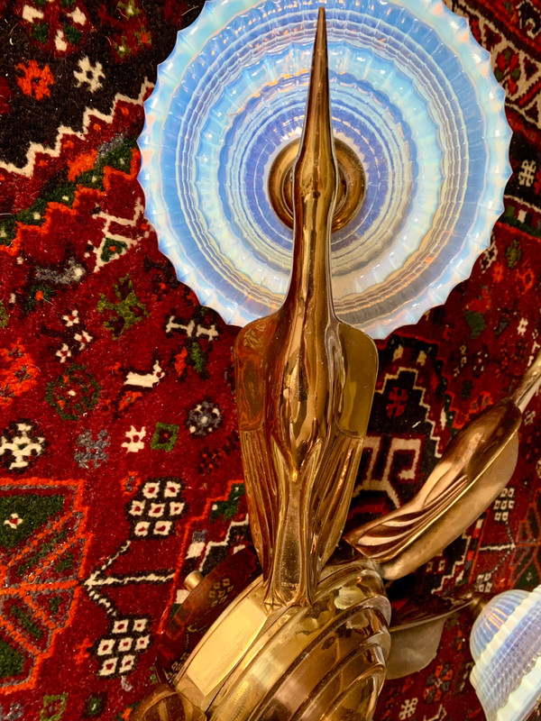 Lustre art déco oiseaux bronze 