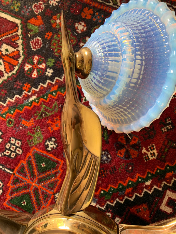 Lustre art déco oiseaux bronze 