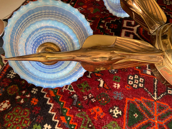 Lustre art déco oiseaux bronze 