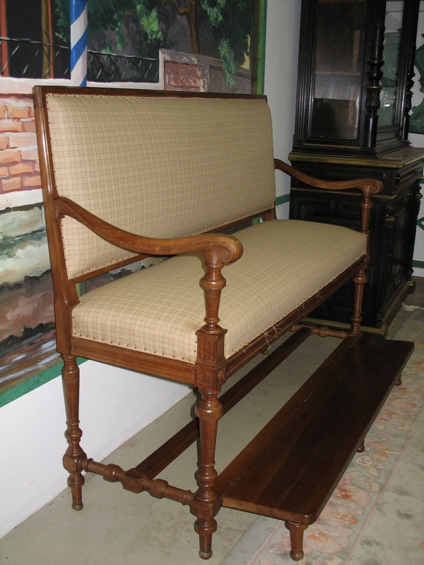 Banquette de Billard en Noyer - XXe