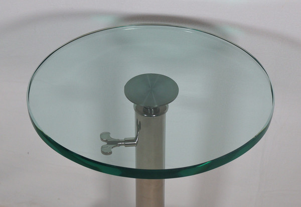 Telescopic pedestal table in chrome metal from the 70s