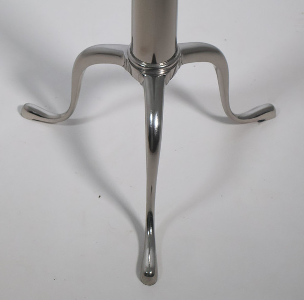 Telescopic pedestal table in chrome metal from the 70s