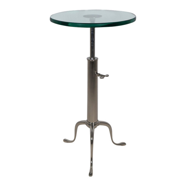 Telescopic pedestal table in chrome metal from the 70s