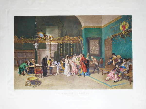 Watercolor Engraving Wedding After Fortuny 19th