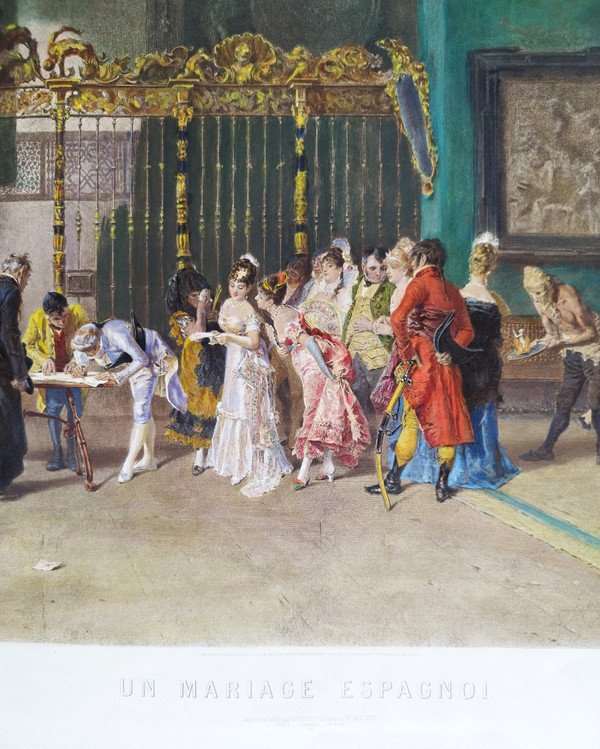 Watercolor Engraving Wedding After Fortuny 19th