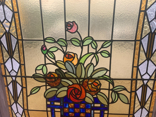 20th century Art Deco stained glass panel