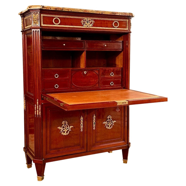 Etienne Levasseur, Secretaire En Acajou Estampillé d'Epoque Louis XVI Vers 1770