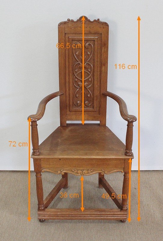  Paire de Fauteuils dits 'Caquetoires' en Chêne Blond, style Renaissance - Fin XIXe 