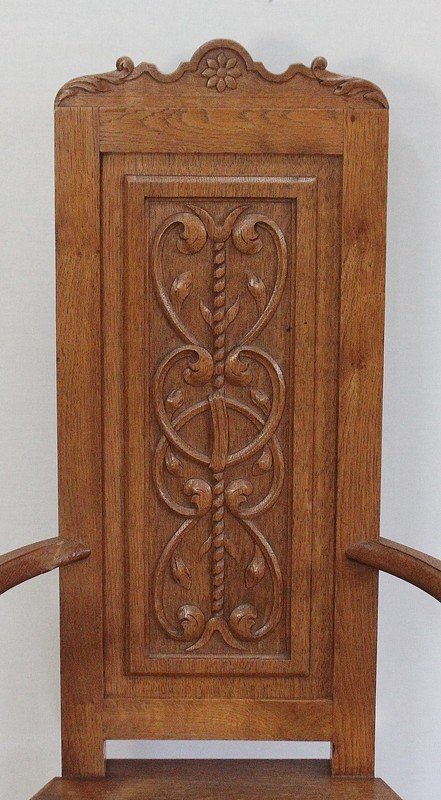  Paire de Fauteuils dits 'Caquetoires' en Chêne Blond, style Renaissance - Fin XIXe 