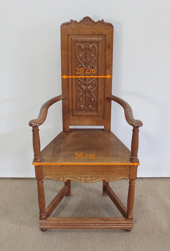  Paire de Fauteuils dits 'Caquetoires' en Chêne Blond, style Renaissance - Fin XIXe 