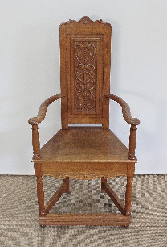  Paire de Fauteuils dits 'Caquetoires' en Chêne Blond, style Renaissance - Fin XIXe 