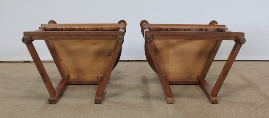  Paire de Fauteuils dits 'Caquetoires' en Chêne Blond, style Renaissance - Fin XIXe 