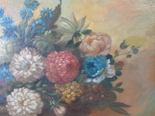 Tableau représentant des fleurs d’époque XIXème siècle.