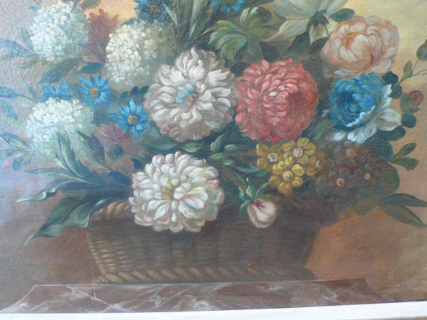 Tableau représentant des fleurs d’époque XIXème siècle.