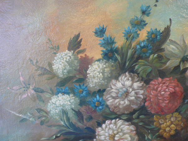 Tableau représentant des fleurs d’époque XIXème siècle.