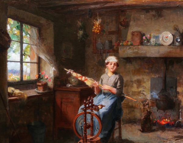 Gustave SURAND, Spinner in an interior