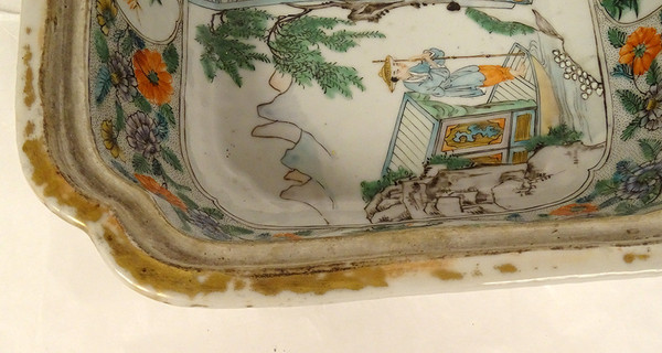 Terrine Couverte Porcelaine Chine Famille Verte Personnages Paysages XVIIIè