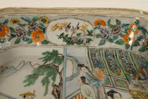 Terrine Couverte Porcelaine Chine Famille Verte Personnages Paysages XVIIIè
