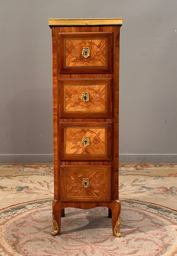 Paire De Petits Chiffonniers De Style Transition Louis XV Louis XVI XIXème