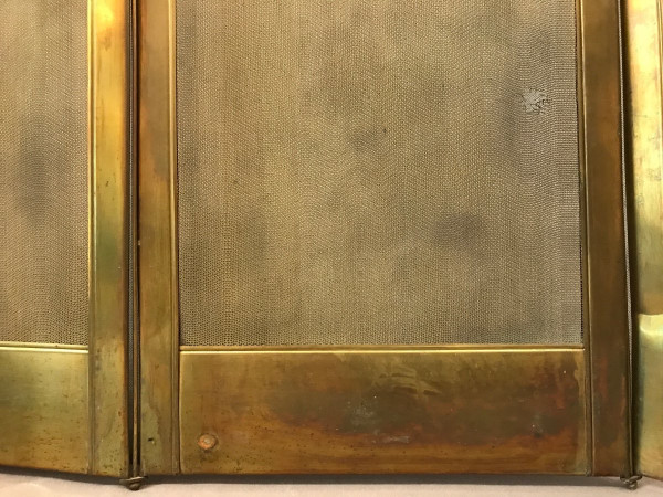 Pare feu de cheminée ancien en laiton doré d'époque 19 ème de style Louis XVI 