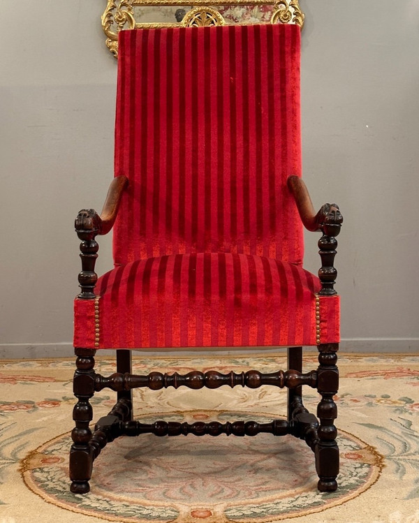 Fauteuil En Noyer d'Epoque Louis XIV XVIIème Siecle