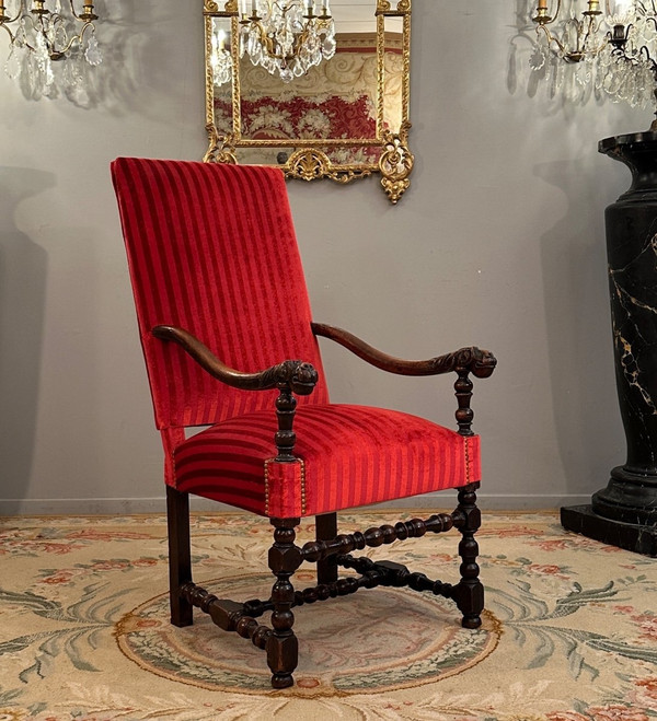 Fauteuil En Noyer d'Epoque Louis XIV XVIIème Siecle