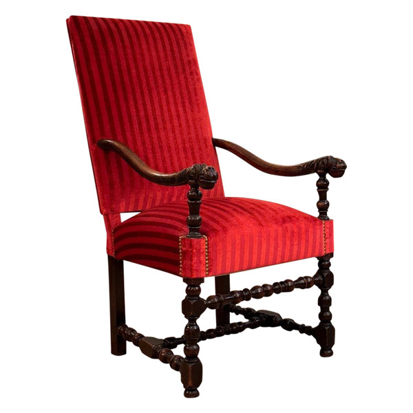 Fauteuil En Noyer d'Epoque Louis XIV XVIIème Siecle