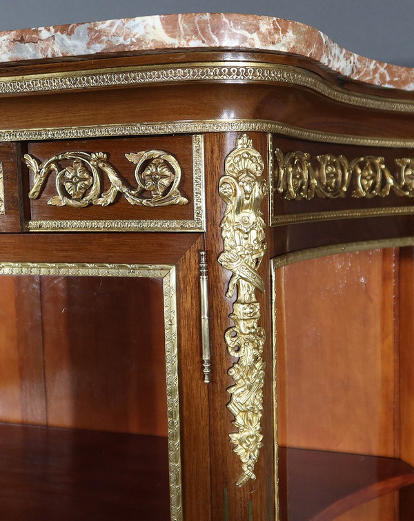Mahogany display case, Louis XV Louis XVI Transition style - 1900