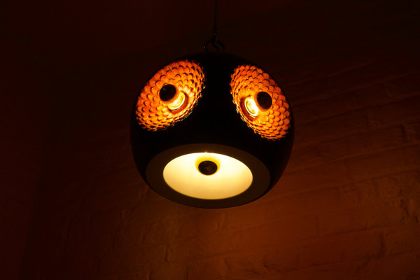 Hanging lamp in glazed ceramic & brass.