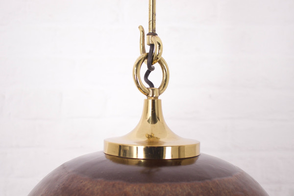 Hanging lamp in glazed ceramic & brass.