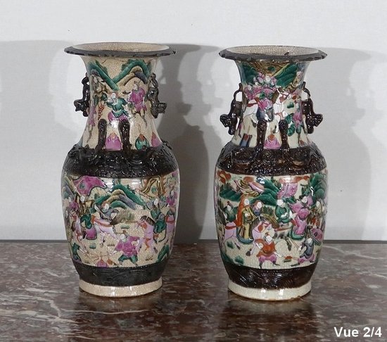  Pair of Nanjing Porcelain Vases, China - Late 19th century
