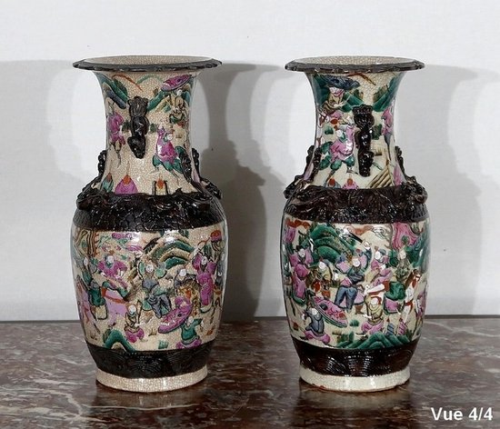  Pair of Nanjing Porcelain Vases, China - Late 19th century