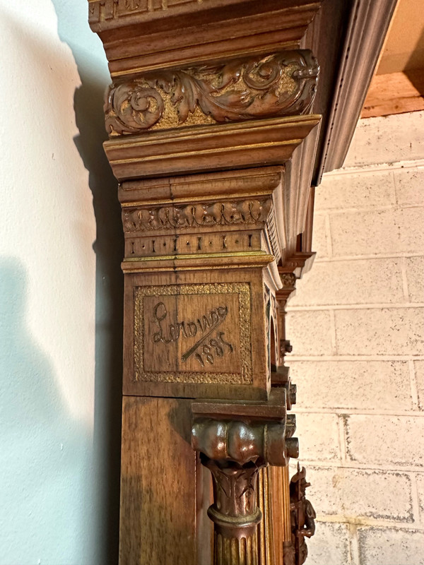 Neo-Renaissance walnut mirror