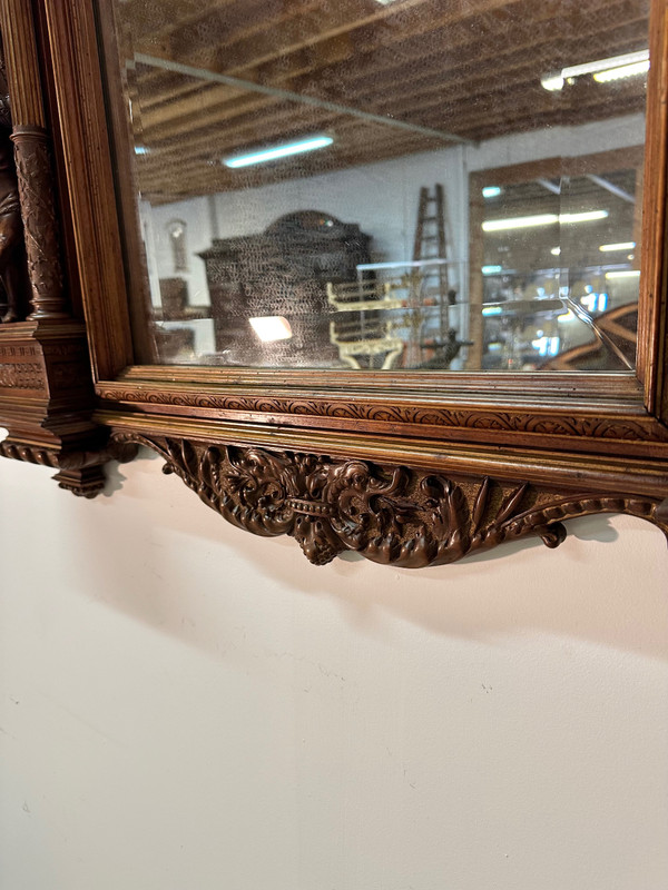 Neo-Renaissance walnut mirror