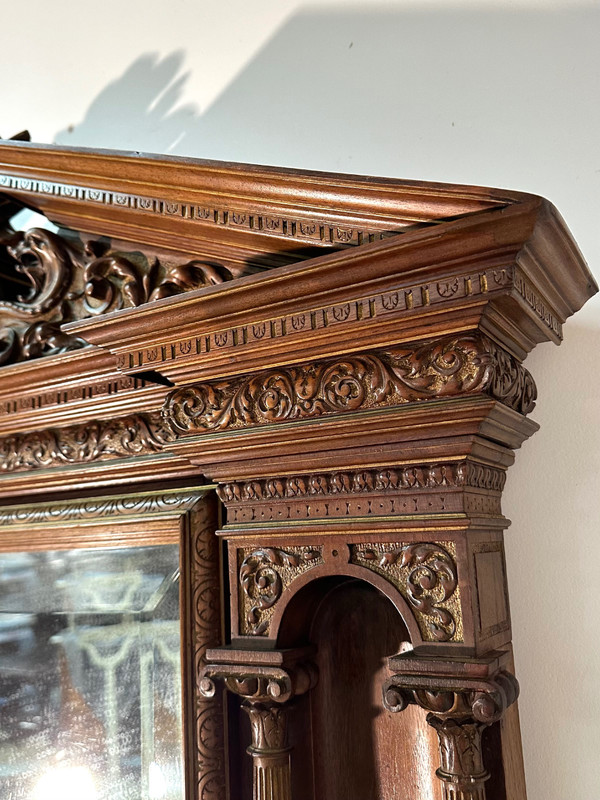 Neo-Renaissance walnut mirror