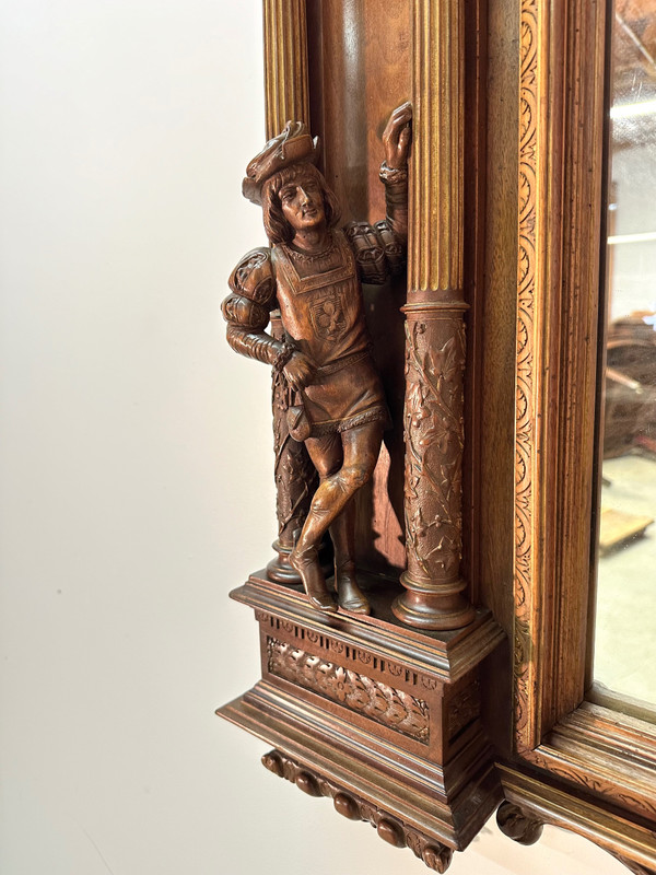 Neo-Renaissance walnut mirror