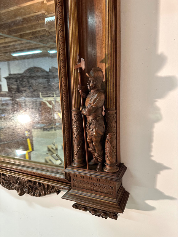 Neo-Renaissance walnut mirror