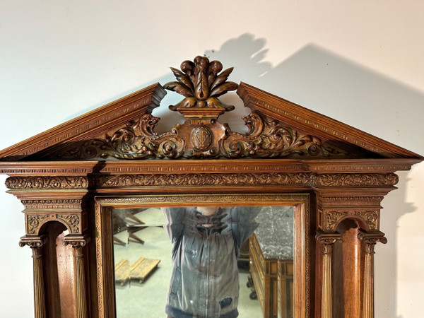 Neo-Renaissance walnut mirror