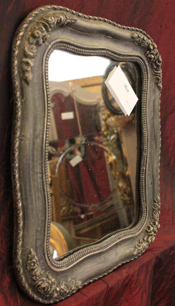 30 X 36 Cm Petit Miroir Ancien Napoléon III, Glace Mercure