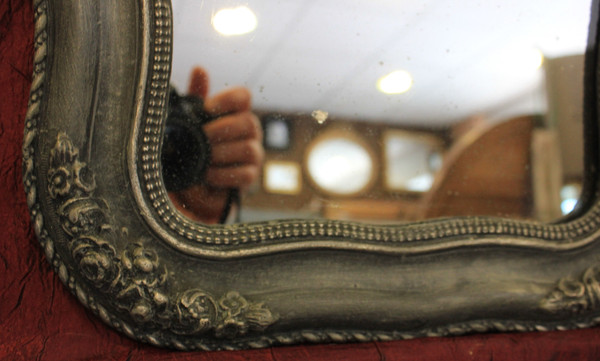 30 X 36 Cm Petit Miroir Ancien Napoléon III, Glace Mercure